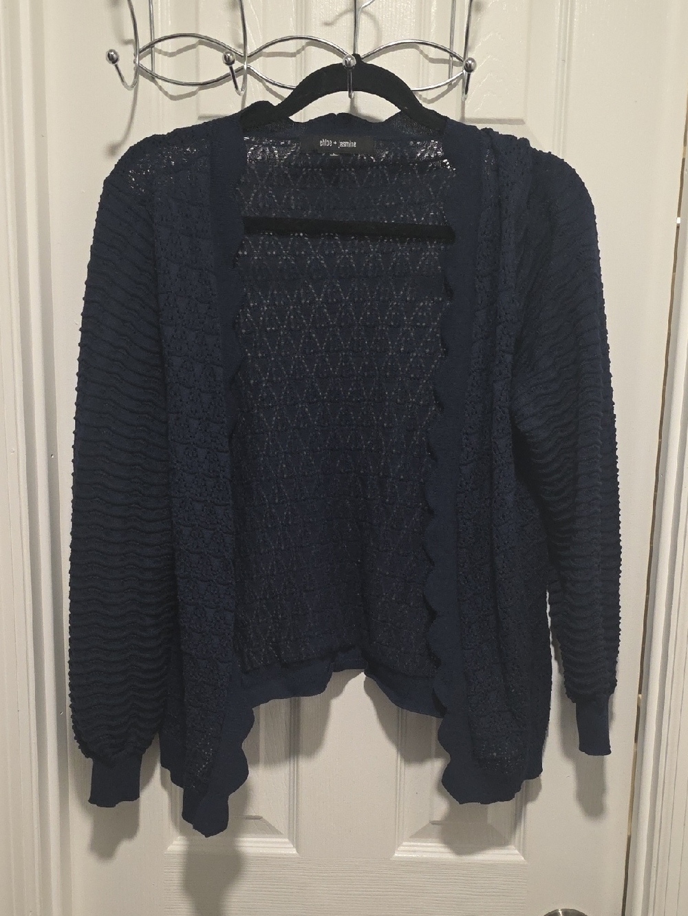Navy Open-Front Cardigan - Picture 3 of 13